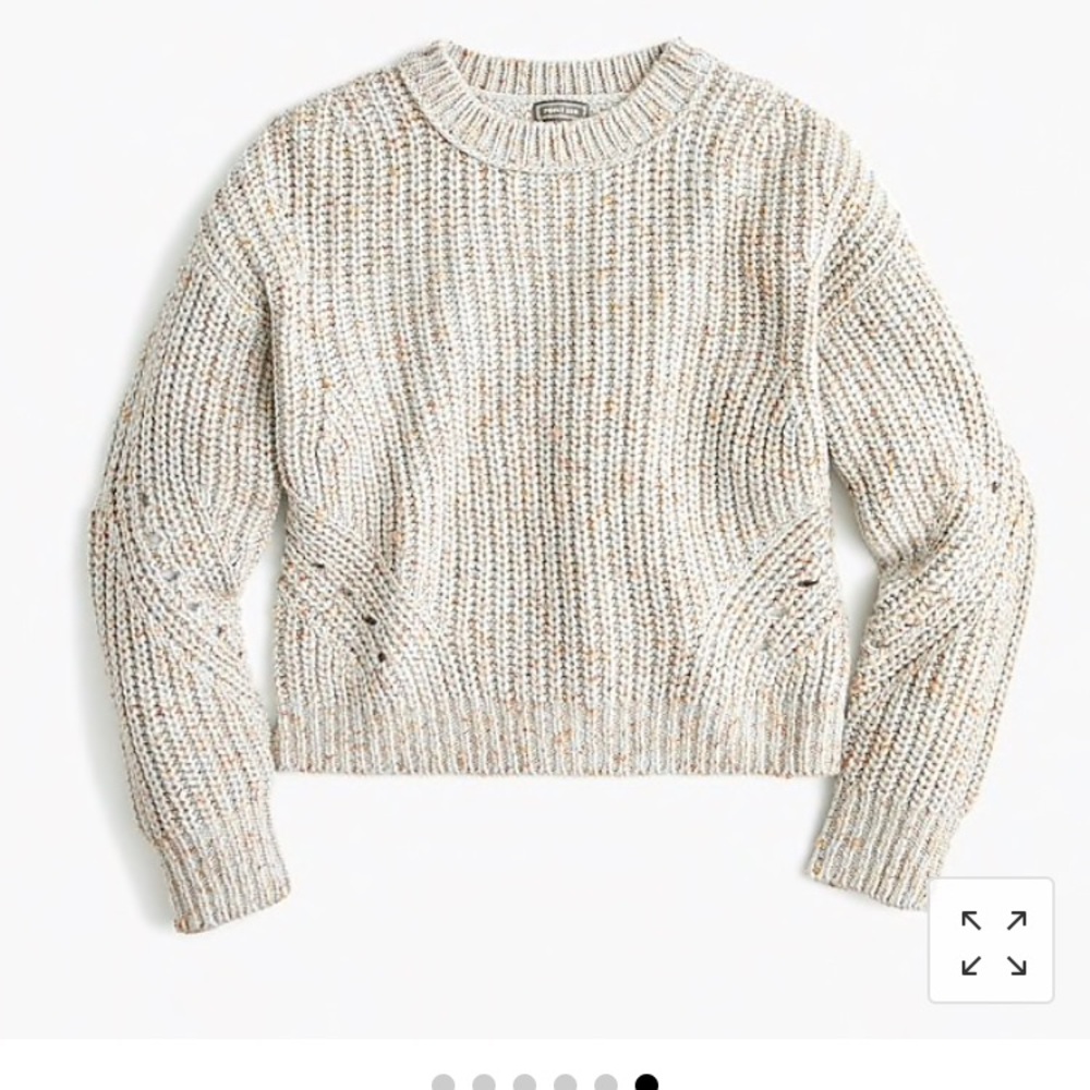 J. Crew Point Sur Ribbed Crewneck Sweater - Cream and Gray